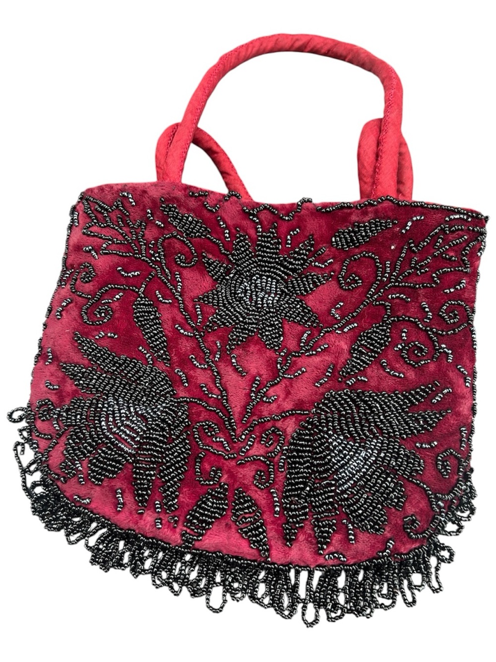 Vintage 90s Beaded Velvet Evening Bag Handbag Crossbody Clutch Mini Bag